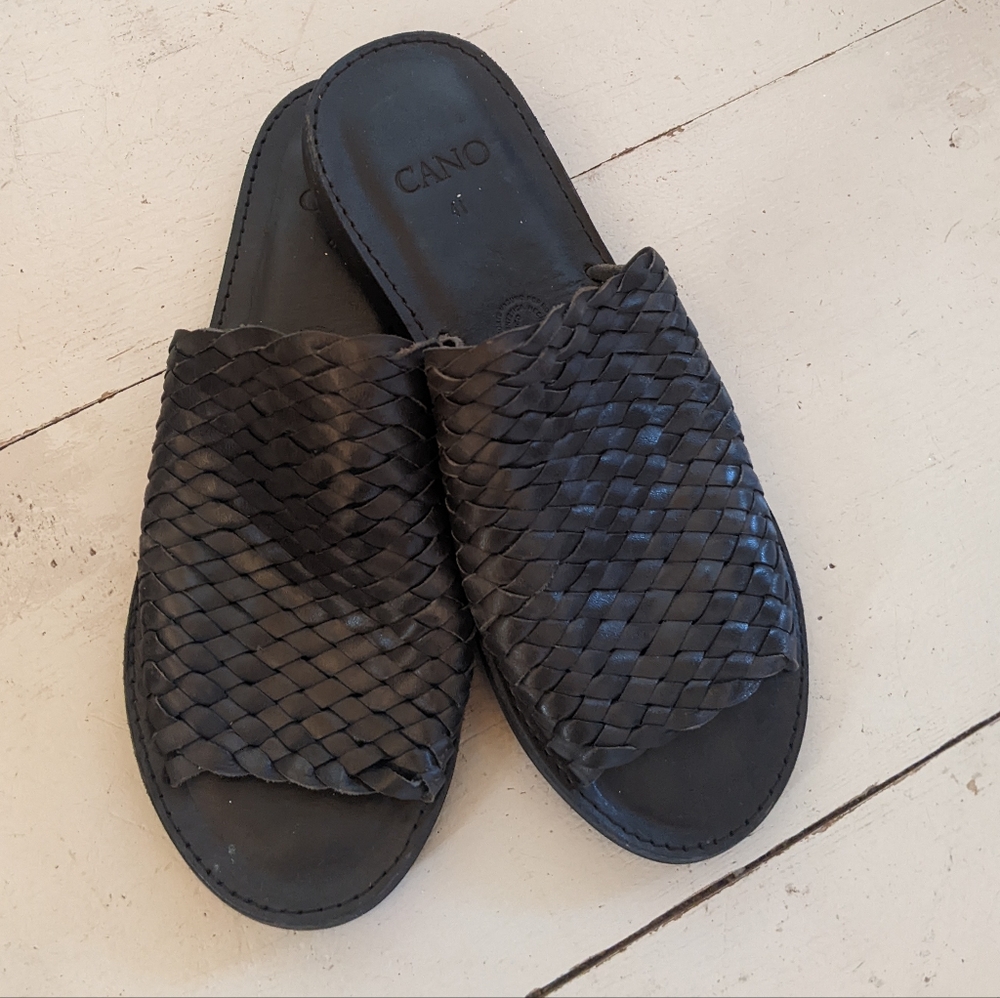 Black Woven Women's Sandals
